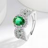 925 Sterling Silver Fashion Classic Emerald Zircon Hollow Pattern Ring Birthday Party Anniversary Gift