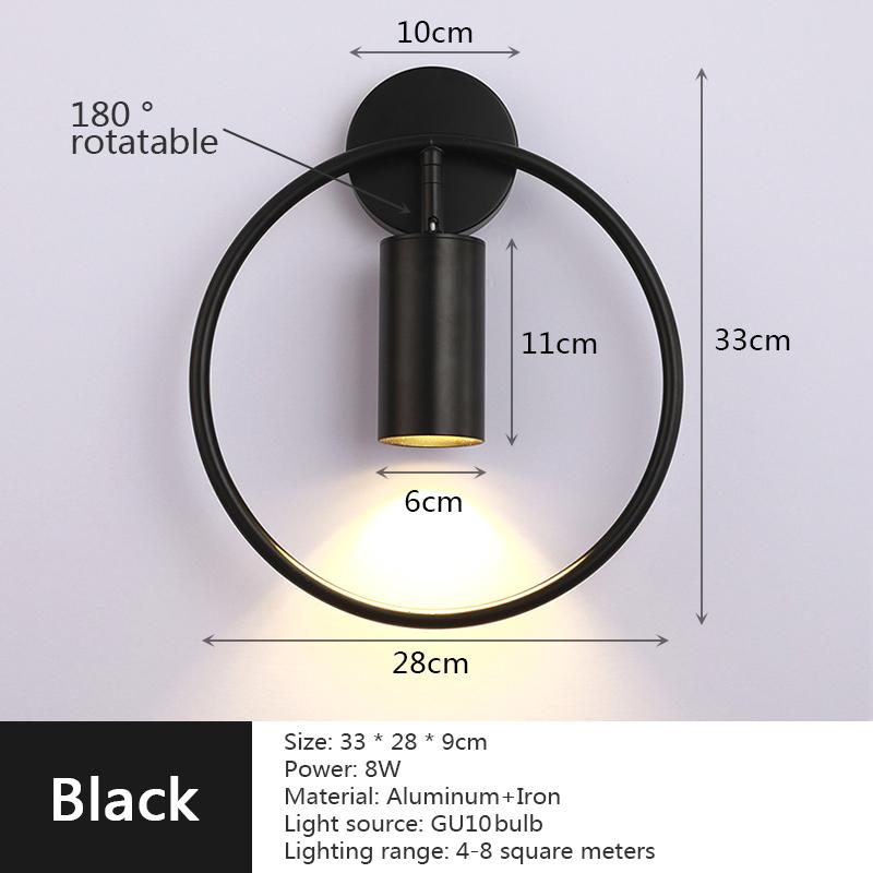 Modern Round Wall Lamp Black/Gold Luxury Metal Wall Lamp Used For Staircase Bedside Sofa Background Wall And Decorative Lighting