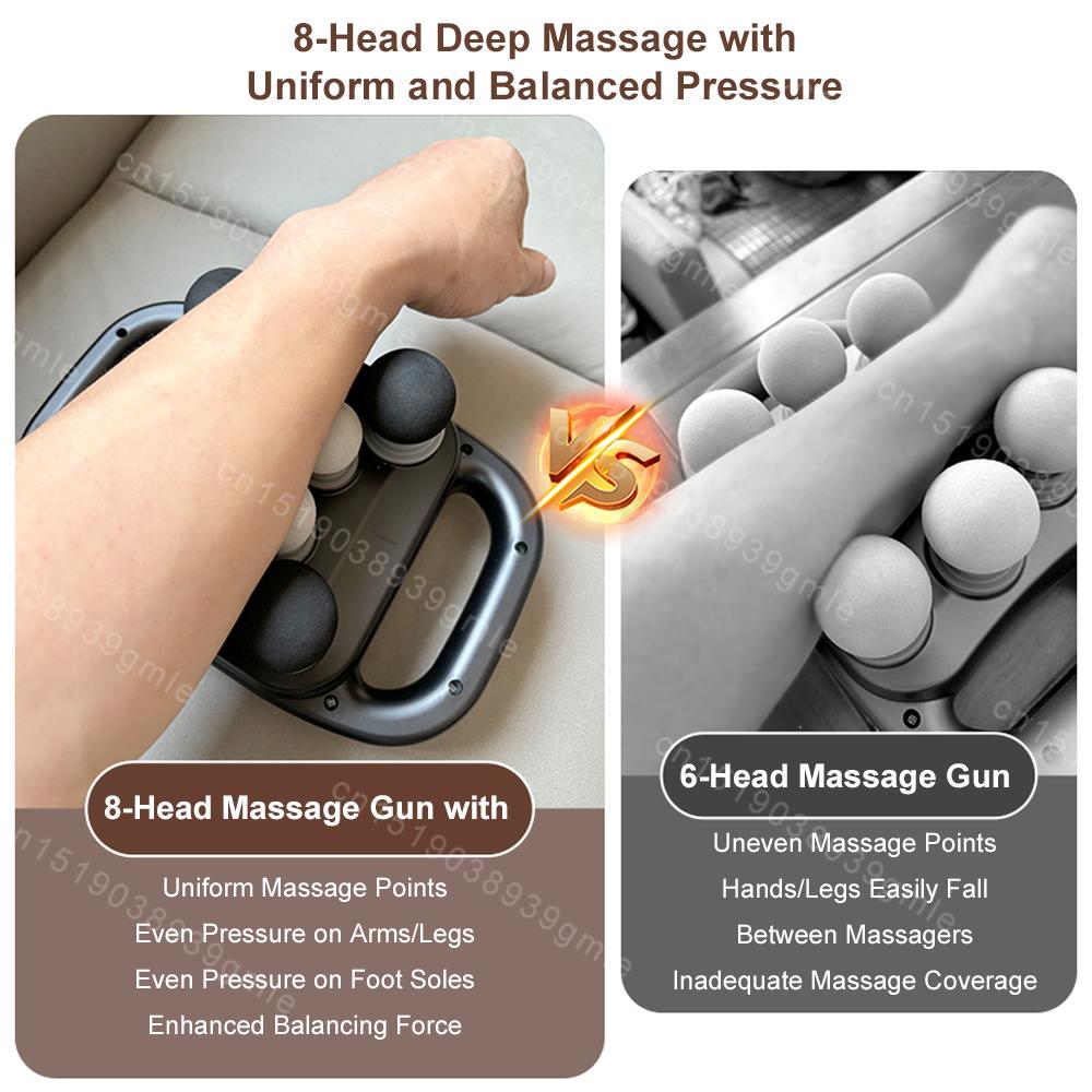 Muscle Massager Gun High Frequency Vibration Back Waist Massage Machine Eight-Head Body Shoulder Relax Fascia Massage Gun