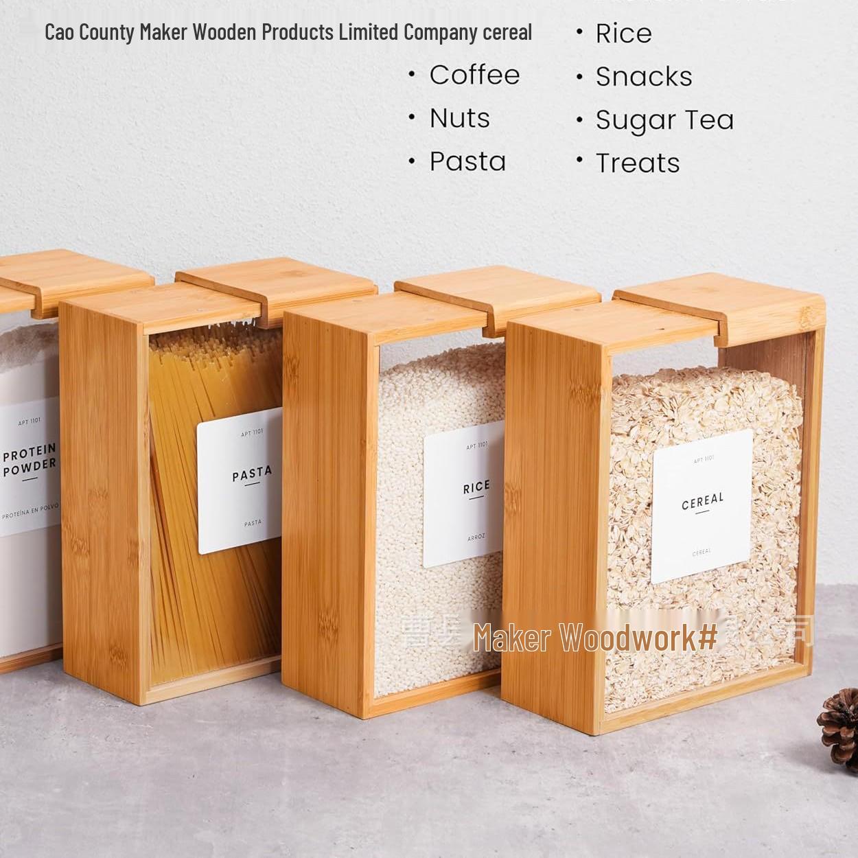 

Multifunctional Solid Wood Storage Box for Rice and Beans Customizable