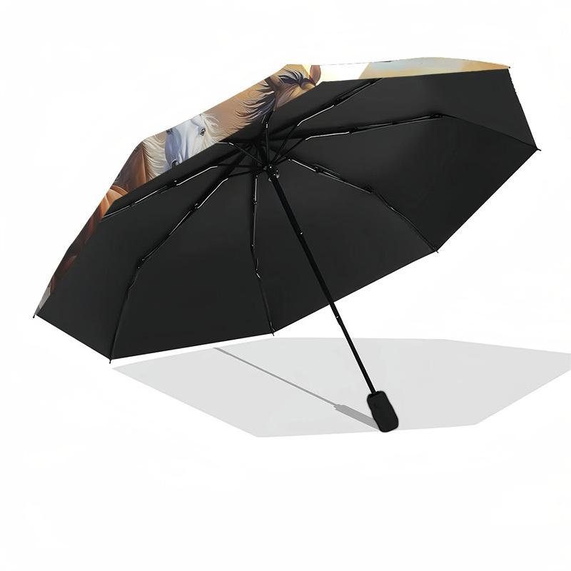 1pc Horses Galloping Wild Umbrella with Plastic Handle,Suitable for All Seasons Home Travel Outdoor UmbrellaDD1791