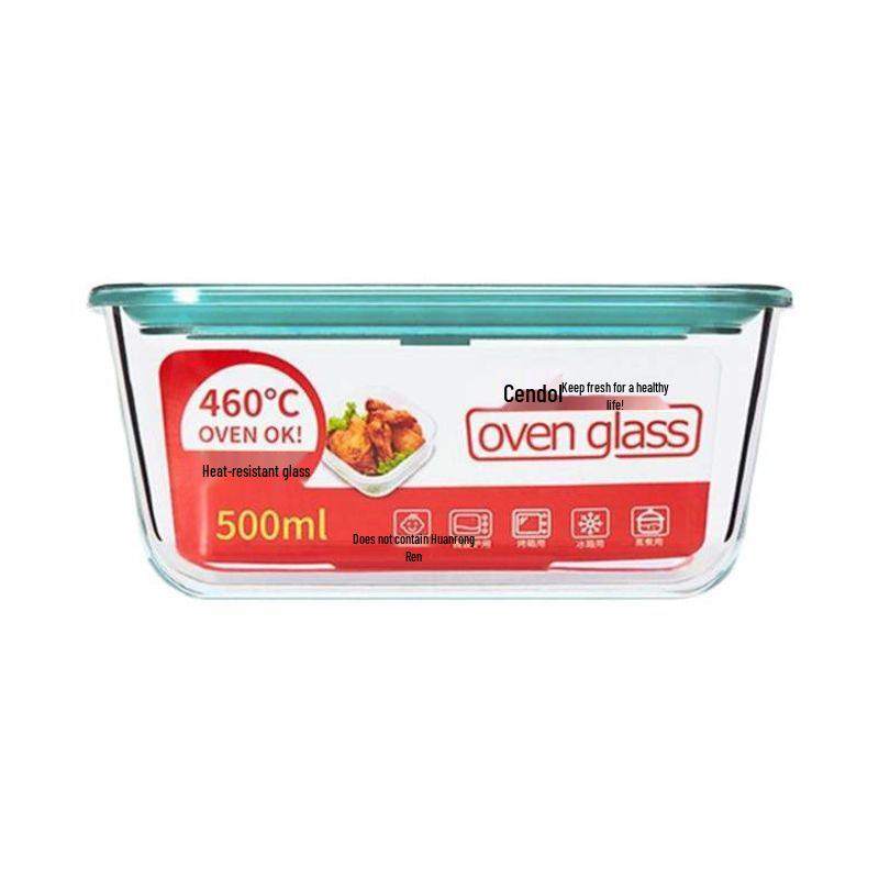 Rechteckige Glas-Lunchbox mit Deckel - Großes Fassungsvermögen, Mikrowellengeeignet, Hochwertiger Aufbewahrungsbehälter