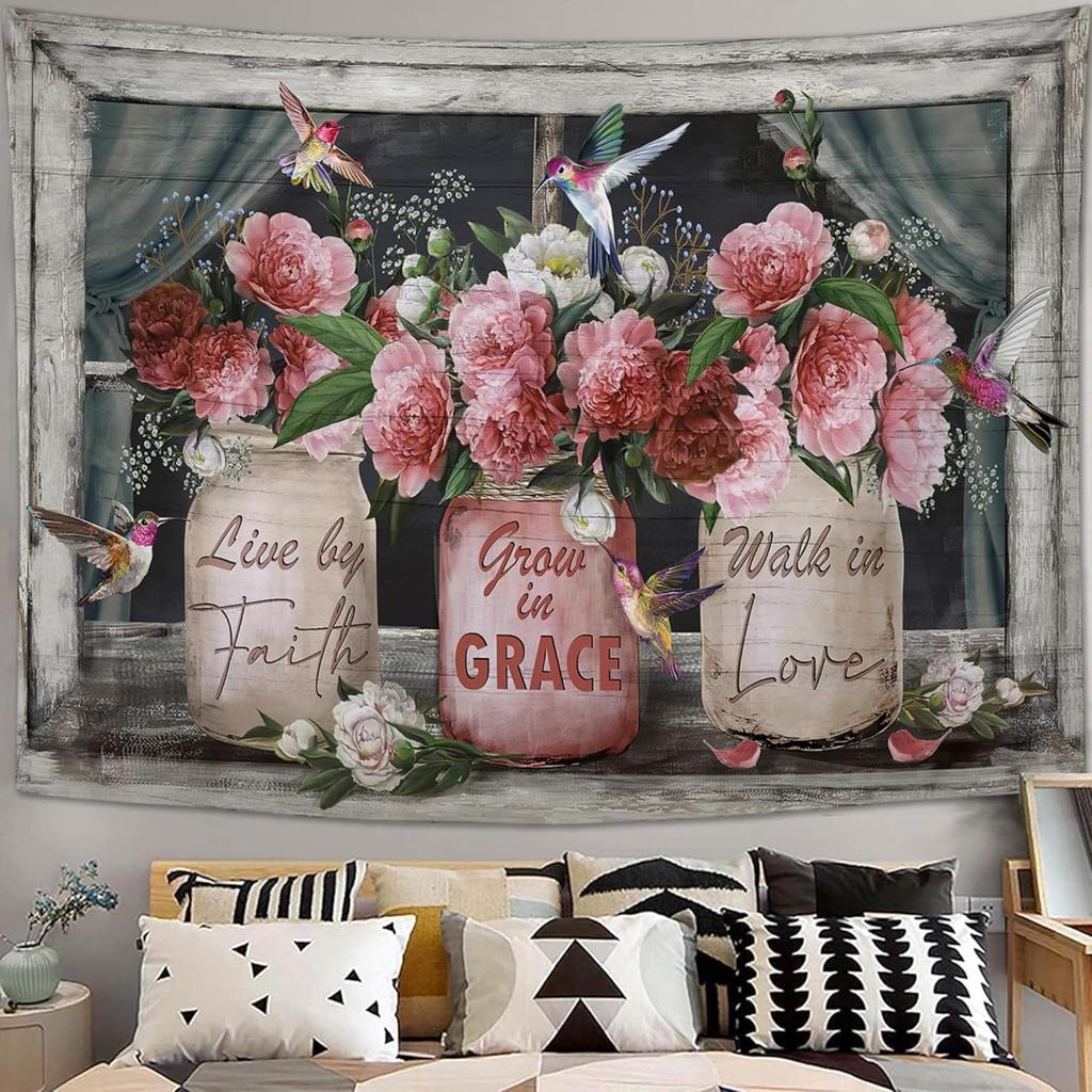 Sugar Skull Tapestry Horror Skeleton Tapestry Wall Hanging for Bedroom Rose Skull Tapestries Aesthetic Wall Decor for Home Dorm