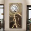 New Chinese Fengshui Golden Deer Canvas Painting Abstract Zen Stone Posters and Prints Modern Luxury Wall Art for Porch Decor