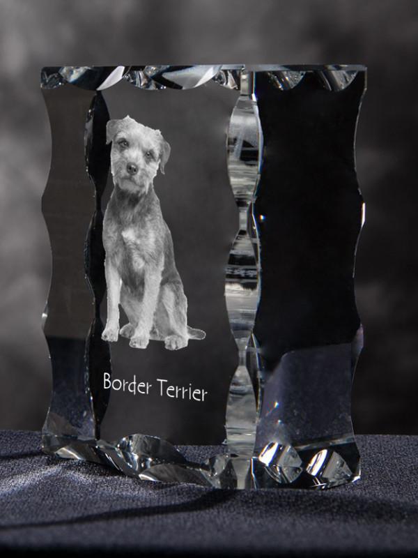 Border Terrier - Crystal with a Picture of a Dog, Glass Statuette with a Picture, Unique Frame with a Picture from Art-Dog Brand