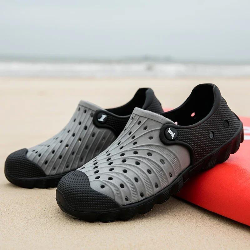 2025 Men's Summer Shoes Sandals Men's Outdoor Comfortable Anti Slip Tear Sandals Hollow Breathable Shoes Fashion Beach Slippers