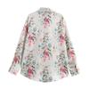 2025 Spring Women's Versatile Printed Silk Satin Lapel Shirt