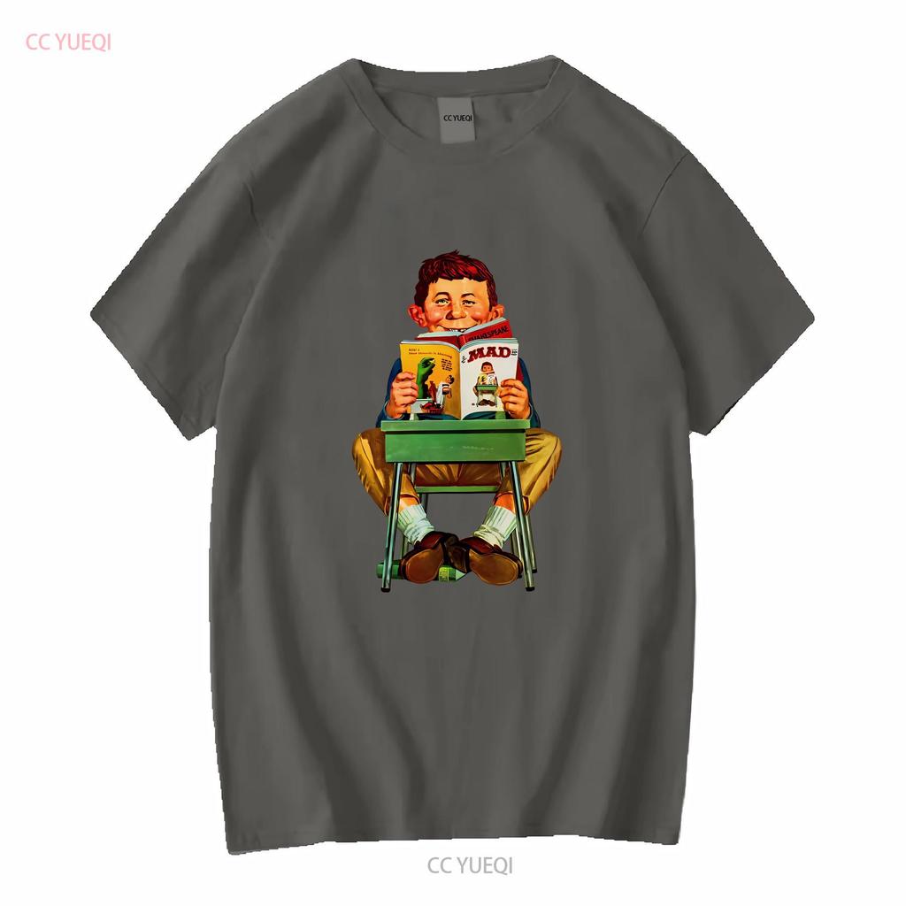 MAD Magazine Alfred E Newman T shirt retro graphic tee long or short sleeves vintage Washed Stretched Soft Casual homme