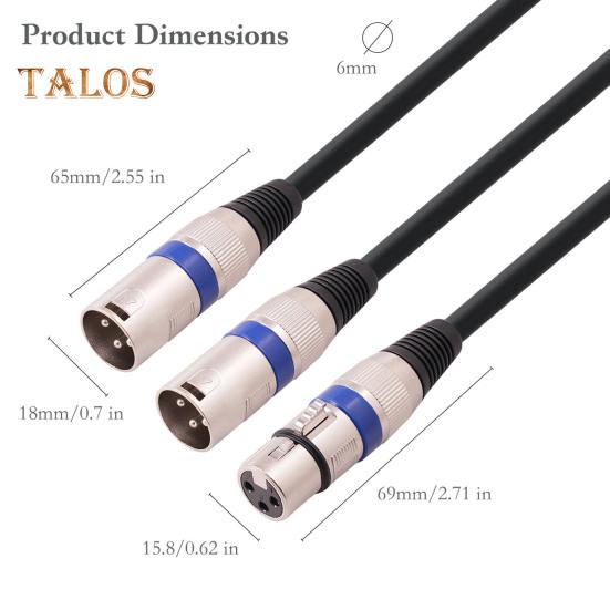 XLR Y-rozbočovací kabel XLR samec - duální XLR samice Y-rozbočovací 3pinový vyvážený mikrofonní kabel pro mikrofony, mixážní pulty, výkonové zesilovače