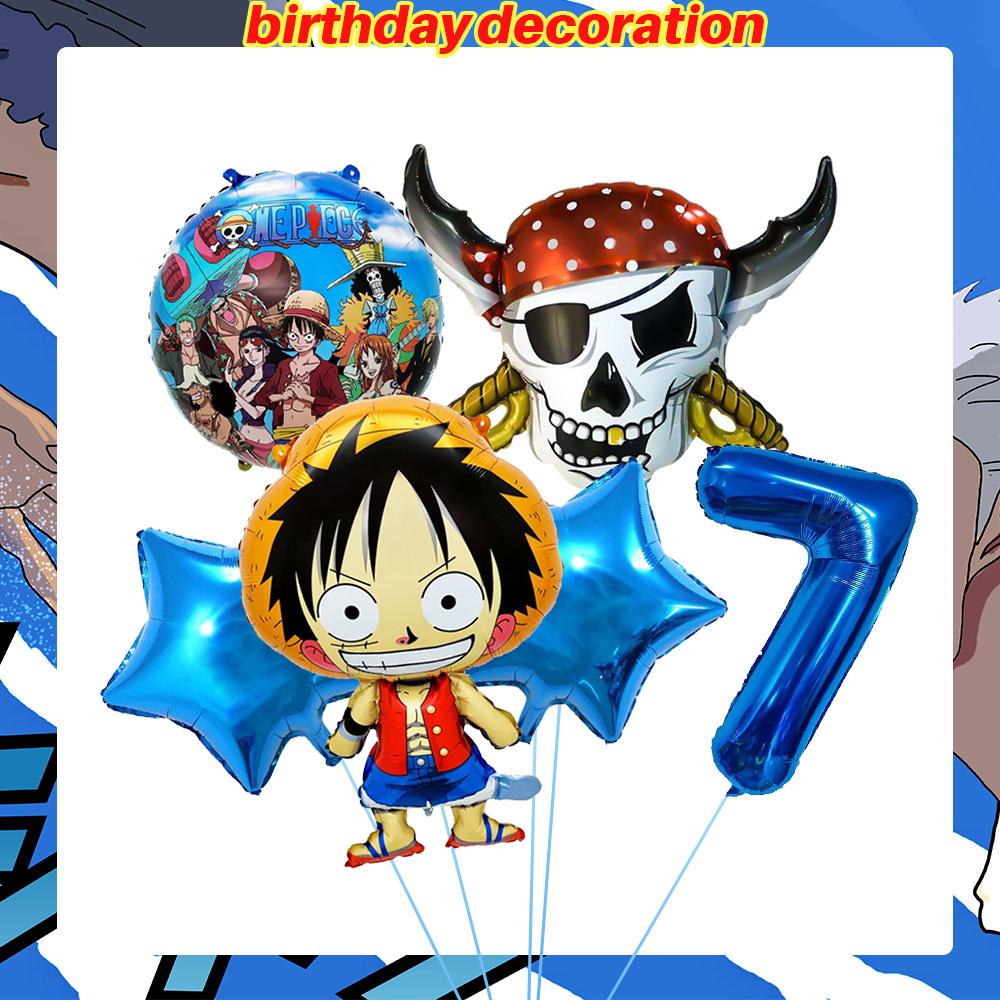 Dekoracje Urodzinowe One Piece Balon Luffy Zoro Jednorazowe Talerzyki Imprezowe Baner Dekoracja Tortu Torebki na Prezenty Chłopcy Akcesoria na Baby Shower