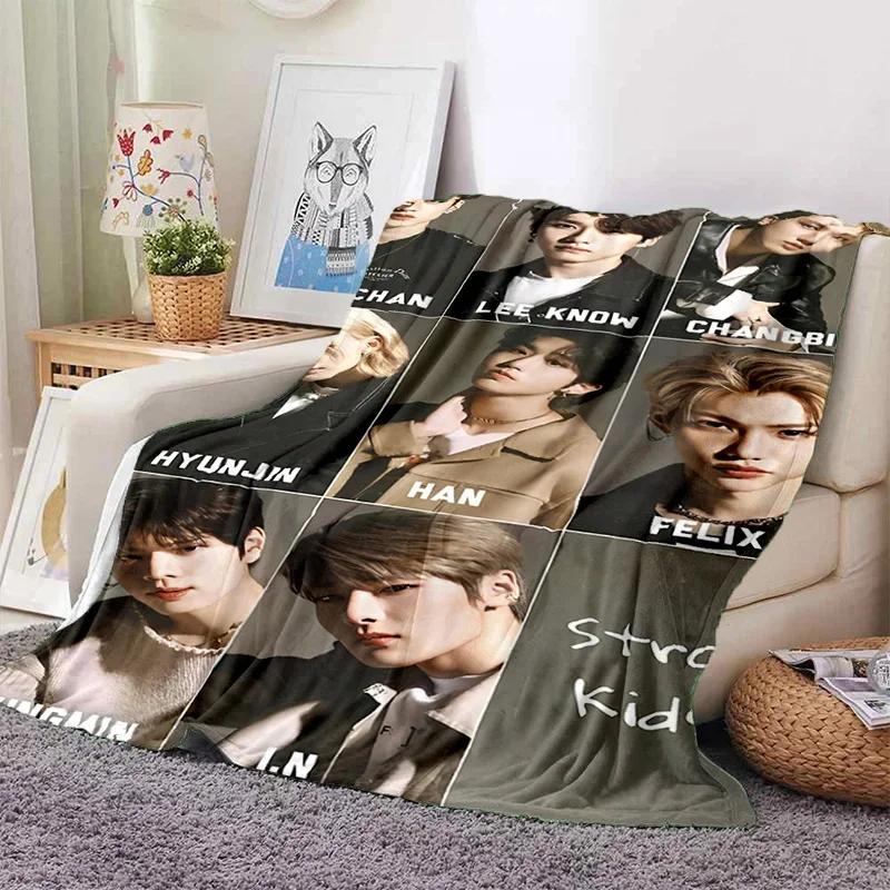 Korea Kpop Stray Kids 3D Singer Soft Flannel Blanket for Beds Bedroom Sofa Picnic,Throw Blanket for Cover Outdoors Leisure Gift