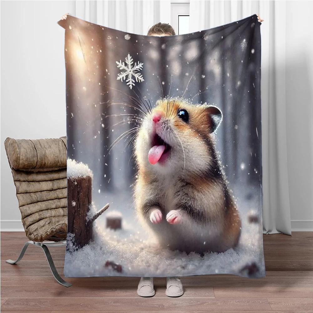 Uroczy Królik na Śniegu Flanelowy Koc Domowy Sofa Przerwa na Lunch Koce do Łóżka Dzieci Student Koc Pokrowiec na Drzemkę Prezent dla Dzieci