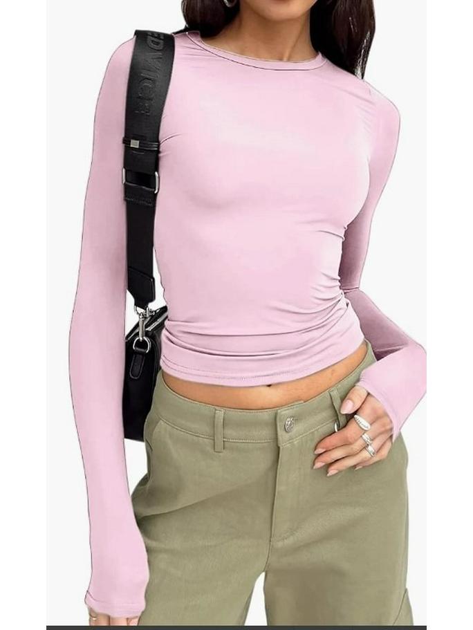 European and American Women's Casual Slim Fit Long Sleeve Pullover T-shirt Streetwear Set