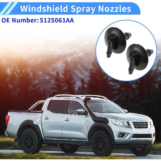 

Windshield Washer Nozzle 5125061AA, Front 2-Port Spray Jet Compatible with for Dodge Sprinter 2500 3500 2003-2009, Black Plastic, Includes 4 Y Hose