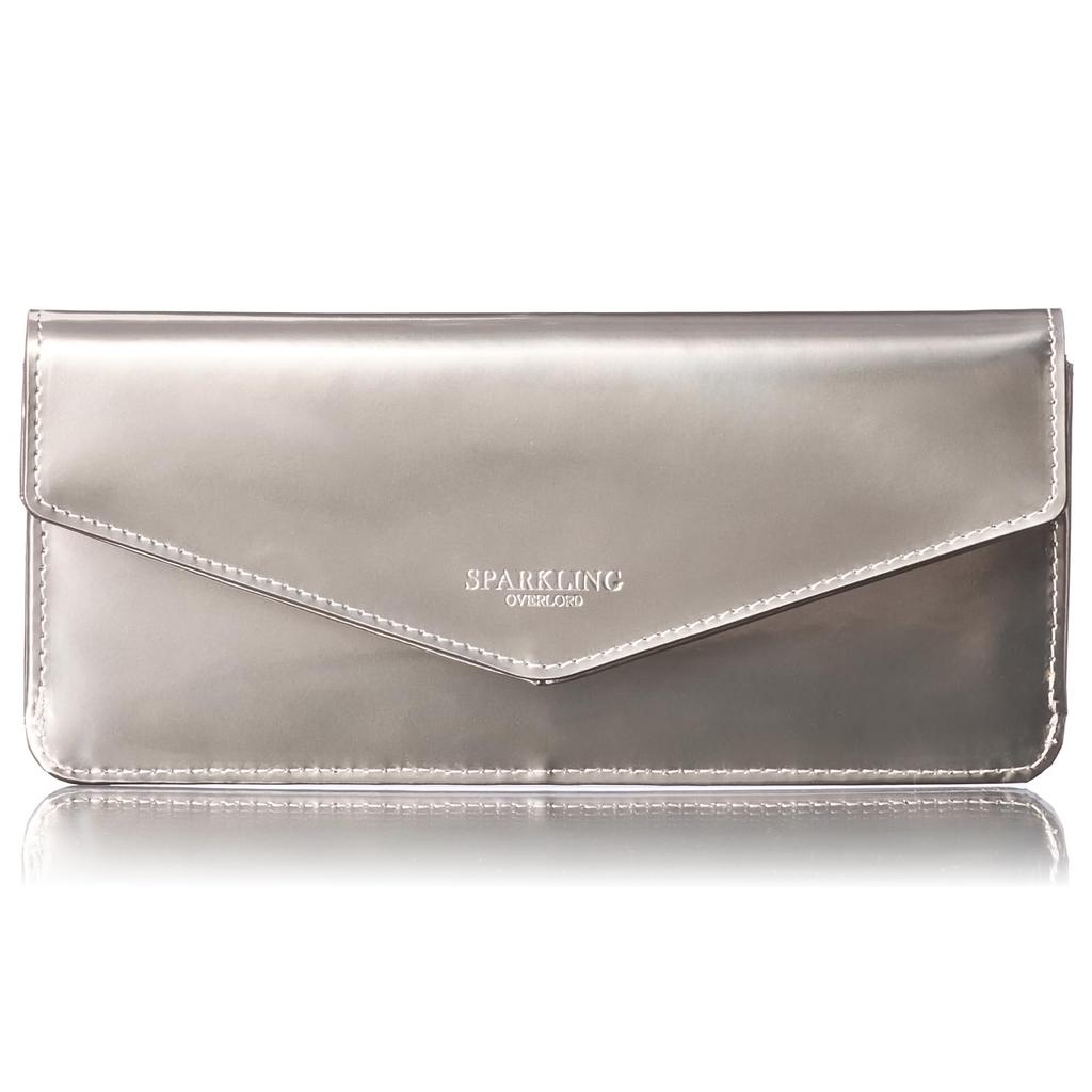 FRANCK ROSSINI Damen Slim Long Wallet mit Überschlag, Hergestellt in Italien von OVER LORD Leather, In Geschenkbox verpackt, Silber