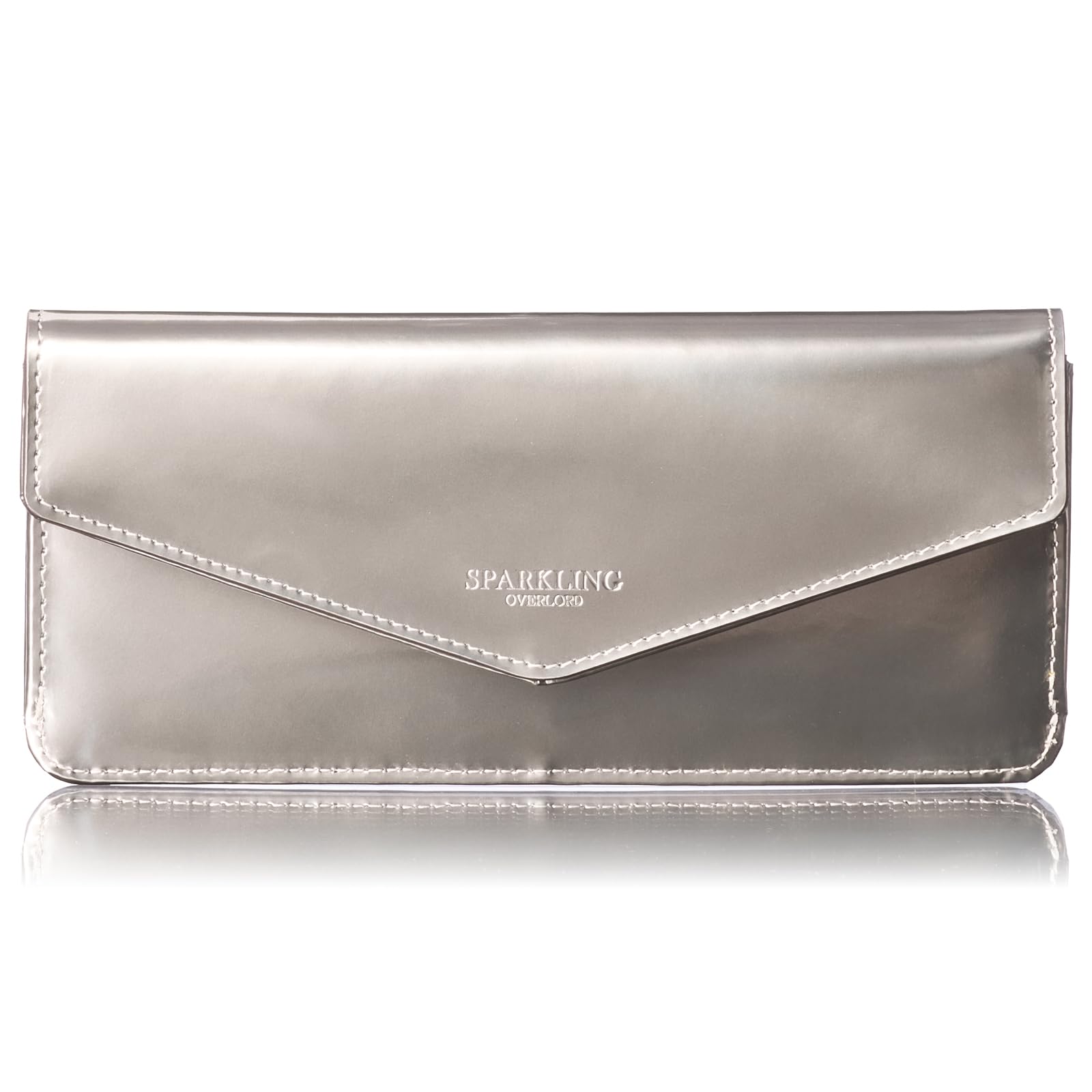 

FRANCK ROSSINI Women s Slim Long Wallet with Flap, Made in Italy by OVER LORD Leather, Gift Boxed, Silver