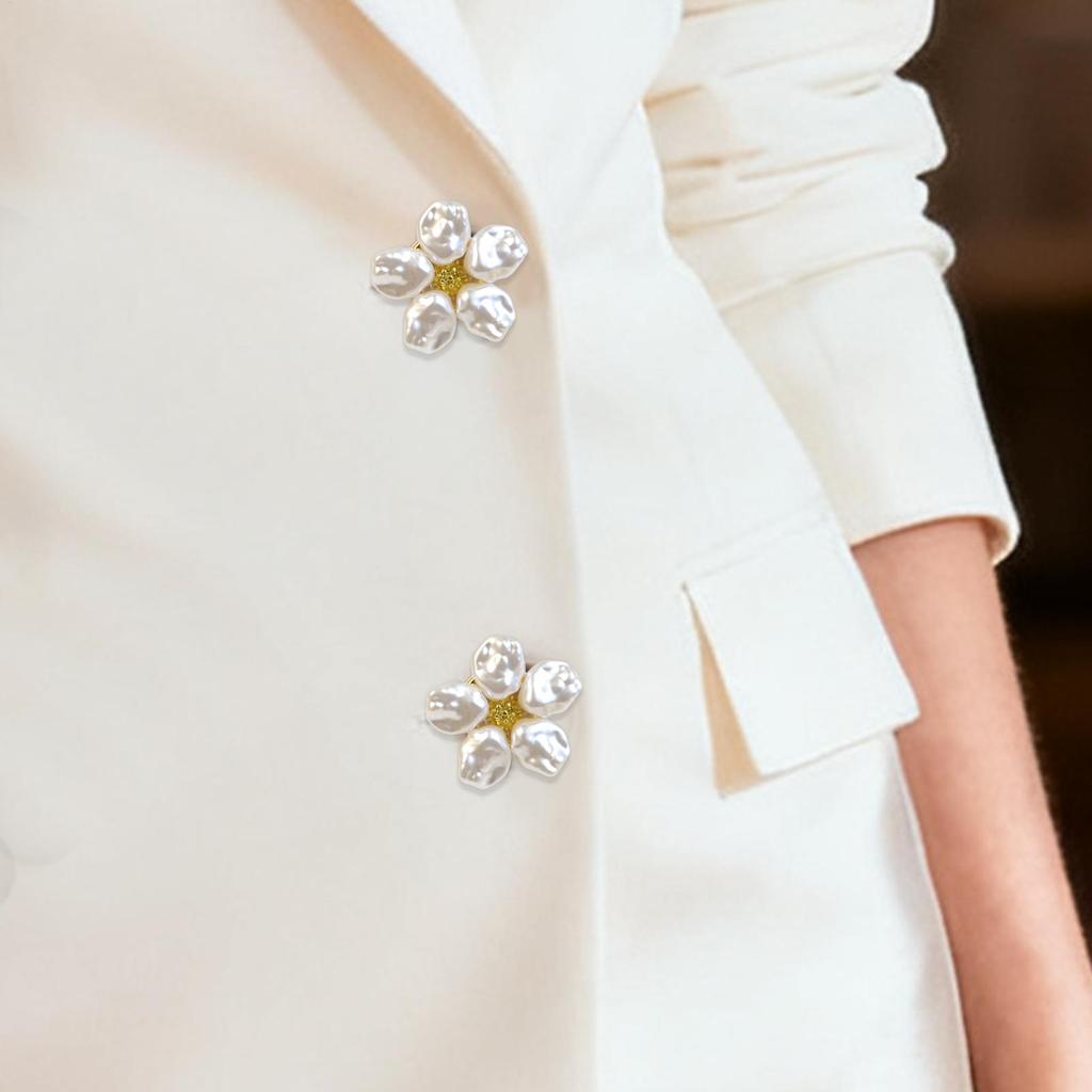 New Button Covers For Women Faux Pearl Alloy Flower Elegant Home Supplies Button Cover Cufflinks For DIY Blouses Clothing