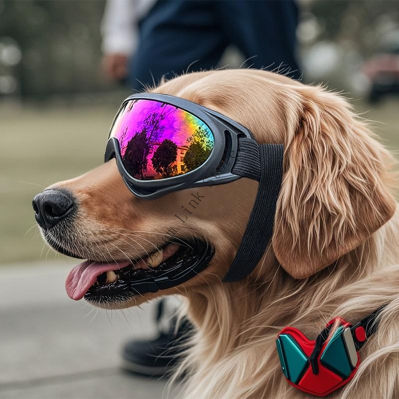 Fashionable Dog Sunglasses TPU Frame Dustproof Lens Goggles with Adjustable Strap For Beach Motorcycle Trip Daily Walks