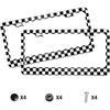 2Pack Simple Style Black And White Racing And Checkered Pattern Car License Plate Frames, Aluminum Car Tags Frame With Screws Caps