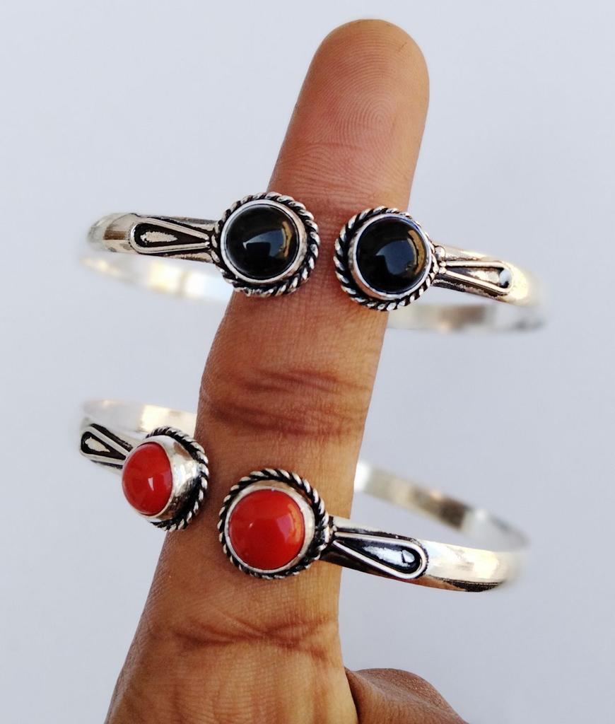 Red Coral  Gemstone 925 Sterling Silver Plated 5Pcs Cuff Bangles Lot ZCB-B35