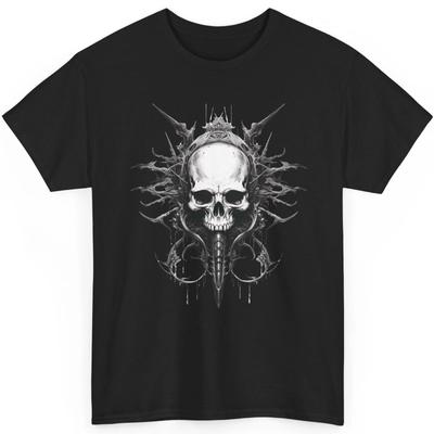 Gothic Skull T Shirt Biomech Dagger Graphic Tee Occult Skeleton Dark Aesthetic