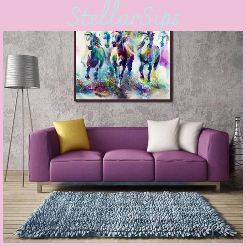 Contemporary Animal Canvas Wall Decoration For Living Room Bedroom With Colorful Horse Pattern