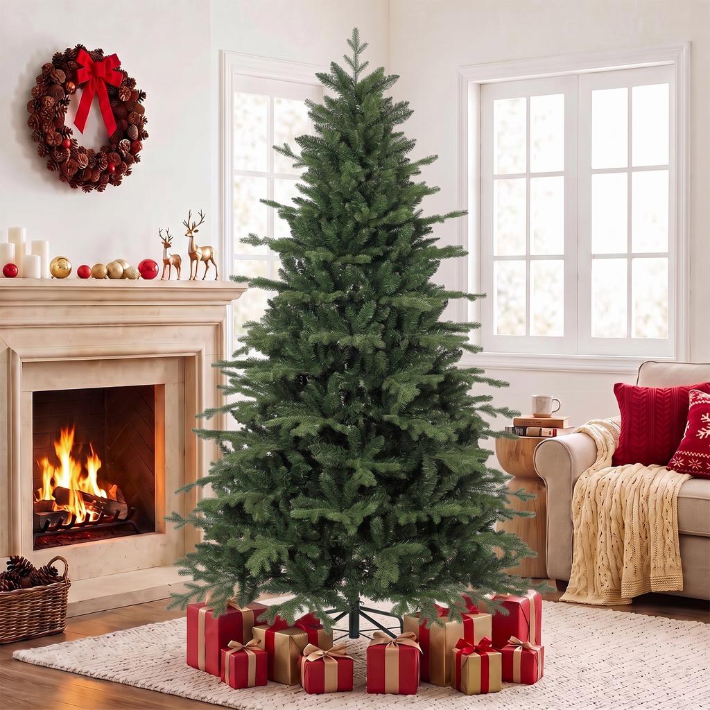 7ft Artificial Christmas Tree with 2080 Realistic Tips, Hinged, Wide