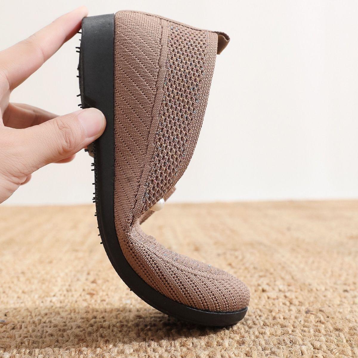 вязаные мокасины с жемчугом женские кроссовки повседневные мокасины для ходьбы женские — фото 6