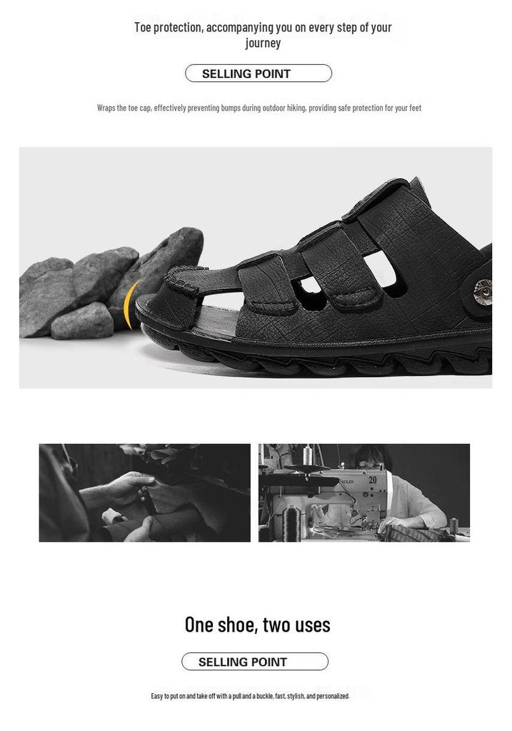 Men's Breathable Cross-Strap Closed-Toe Roman Beach Sandals