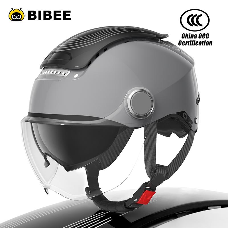 BIBEE Electric Motorcycle Helmet Summer Breathable Electric Bike Open Face Helmet Men Women Dual Lenses Jet Scooter Half Helmets
