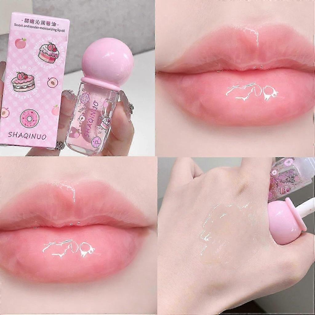 4Pcs Hydrating Lip Gloss Oil Set, Fruit Flavored Gloss, Moisturizing Cute Lip Blam Lip Care, Jelly Lip Make-Up for Women, Friendly, Party Gift
