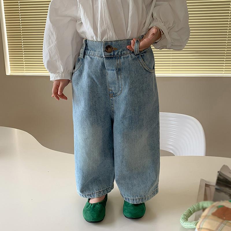 Girls Loose Straight Jeans Skin Friendly And Breathable Casual Pants