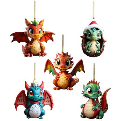2D Fly Dragon Ornament Cartoon Dragon Statue Ornament Charm Acrylic Hanging Ornament Car Interior Pendants Decoration Party Gift