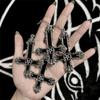 Retro Punk Inverted Cross Five-pointed Star Black Charm Witch Dangle Earrings for Women Gothic Infidels Hallowmas Jewelry Gifts