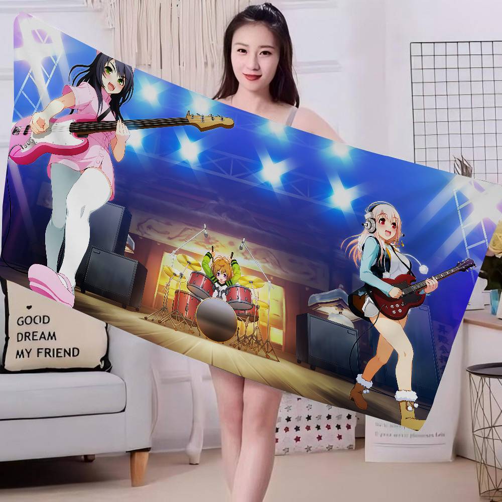 Anime S-Super S-Sonico Musical Girl Bath Towel Microfiber Soft Water Absorbing Breathable For Girl Kids Decorative Beach Towel