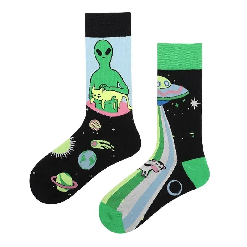 Original Design AB Mandarin Duck Asymmetric Socks Ins Street Cartoon Creative Animal and Plant Fruit Fashion Sports Cotton Socks