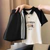 Korean Style Girls' Patchwork Lapel T-shirt & Shorts Set – Trendy Summer Two-Piece for Kids