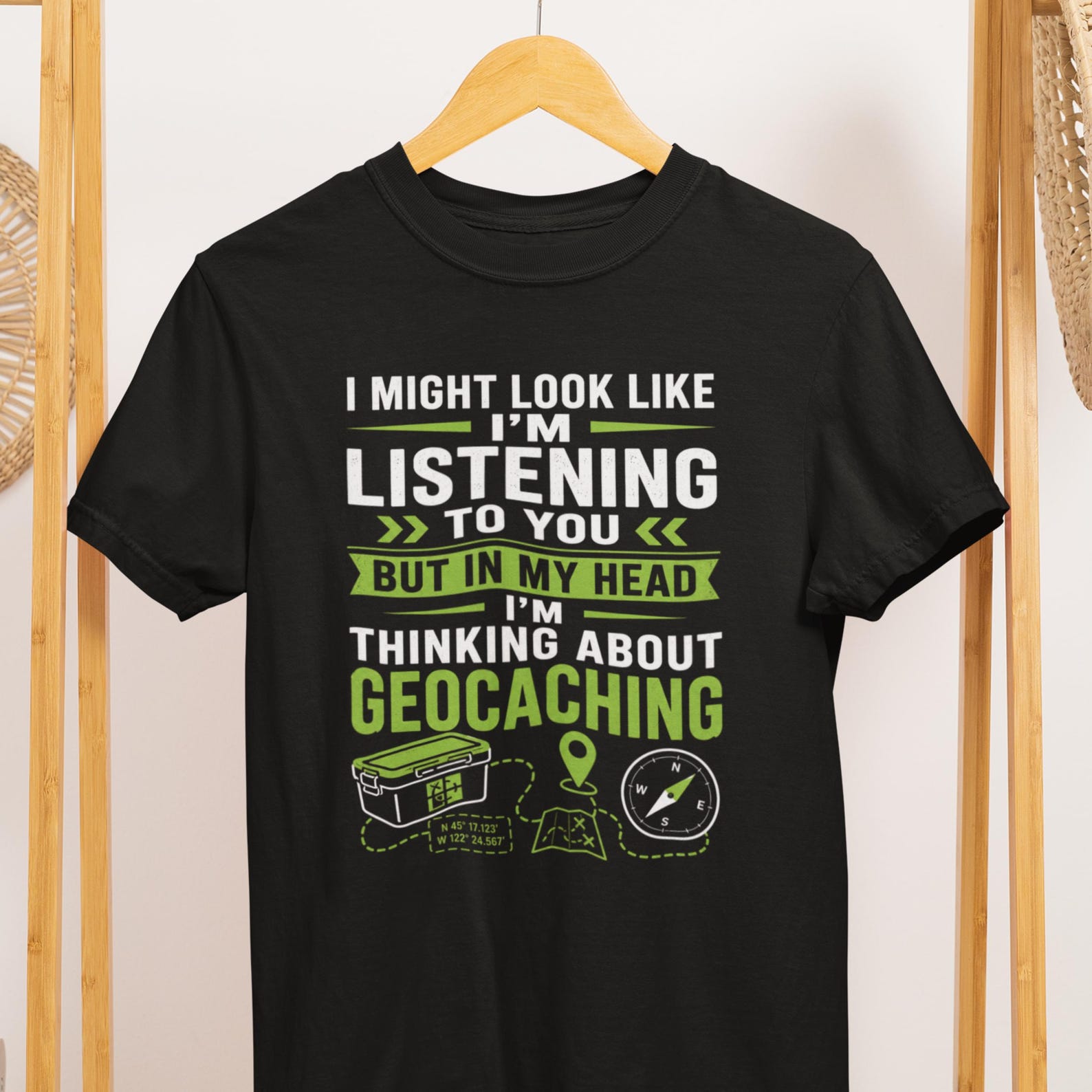 Geocaching Shirt, Thinking About Geocaching Tee, Comfort Colors GPS Treasure Hunt S