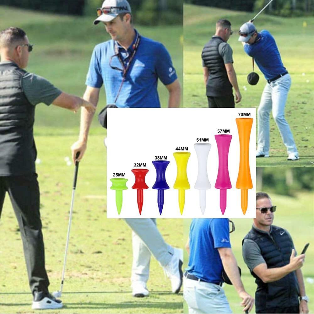 New 70Pcs Golf Tees Plastic Unbreakable Mixed Sizes 7 Colors Golf Practicing Tees