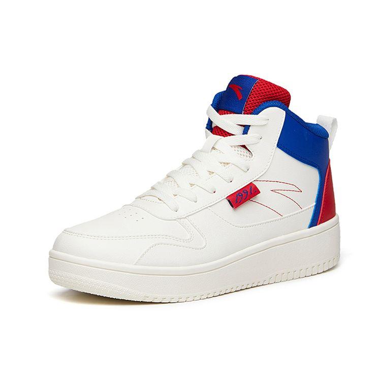 Anta Série Lifestyle Antiderrapante Durável Tênis de Skate Cano Alto Masculino Tênis de Skate Branco Azul 912038010-15