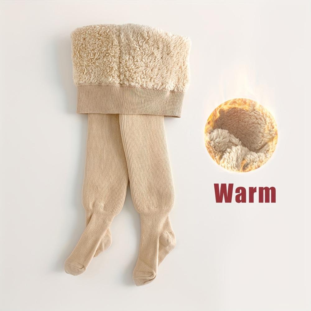 Comfortable and Warm Girls' Padded Pantyhose - Thick Elasticated Winter Stockings for Outdoor Activities