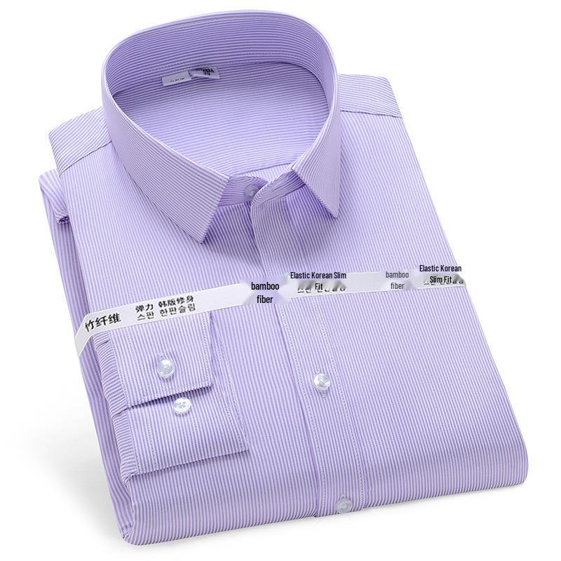 Golden Shield Men's Long Sleeve Non-Iron Bamboo Fiber White Shirt - Business Formal