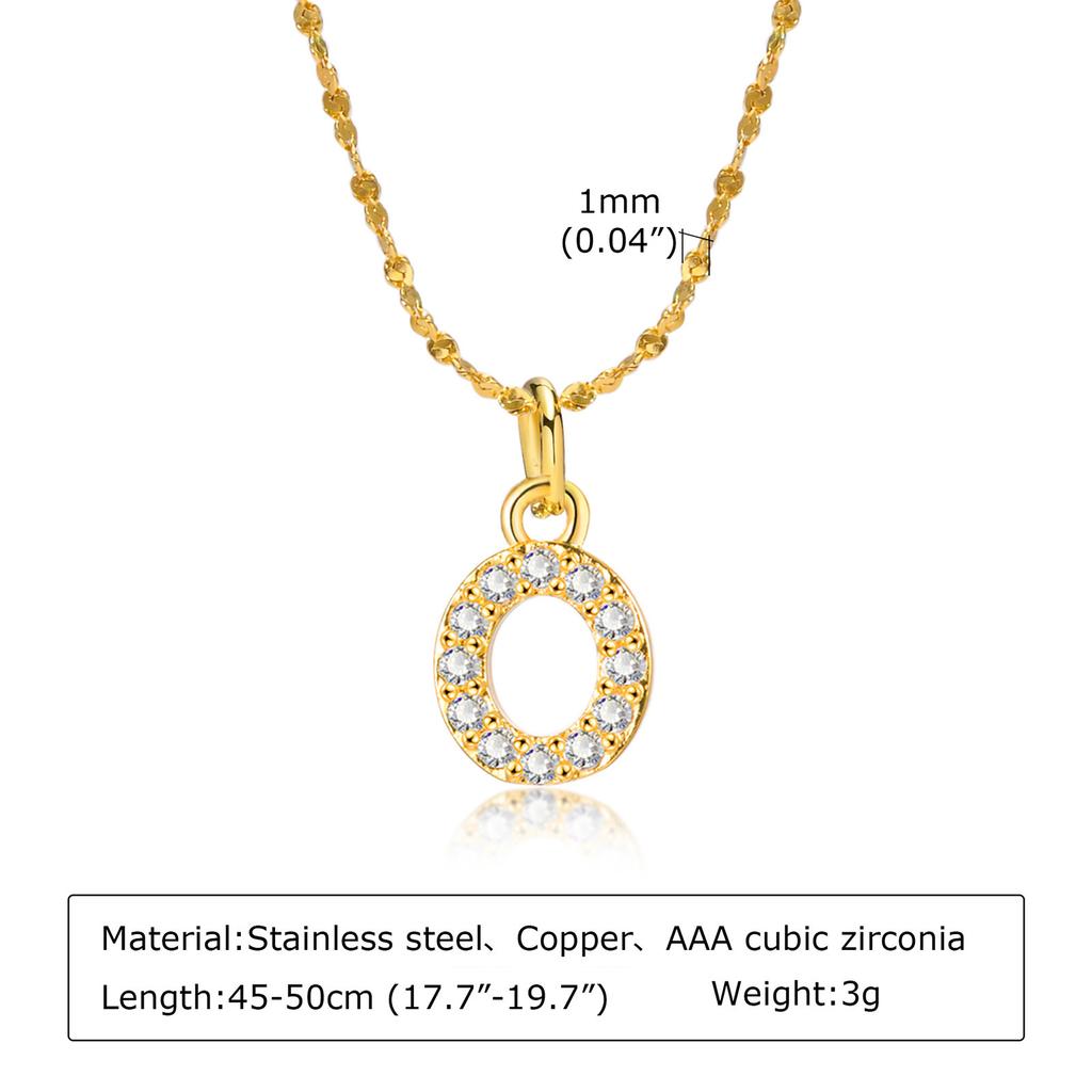A-Z Initial 26 Letters AAA Cubic Zirconia Pendants Necklace For Women, Stainless Steel Dainty Charm Necklaces Fashion Jewelry