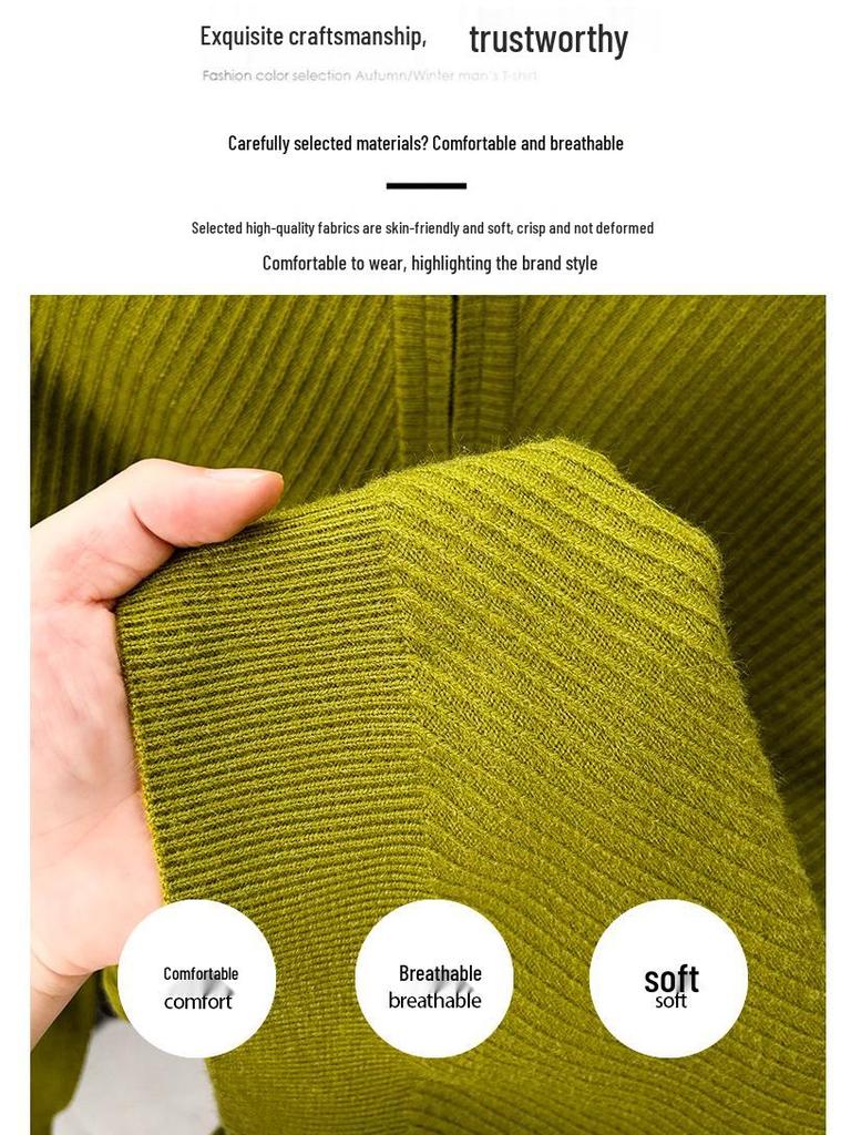 Men's Thickened Zipper Knit Sweater - Half-High Neck Warm Winter Knitwear
