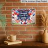 2D Flat Metal Sign for US Patriotic Fans, Vintage Happy Fourth of July Aluminum Tin Sign, Patriotic Wall Decor for Independence Day, Wall Art for Man