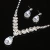 Rhinestone Zircon Necklace Earrings Set Water Drop Women'S Fashion Jewelry Accessories