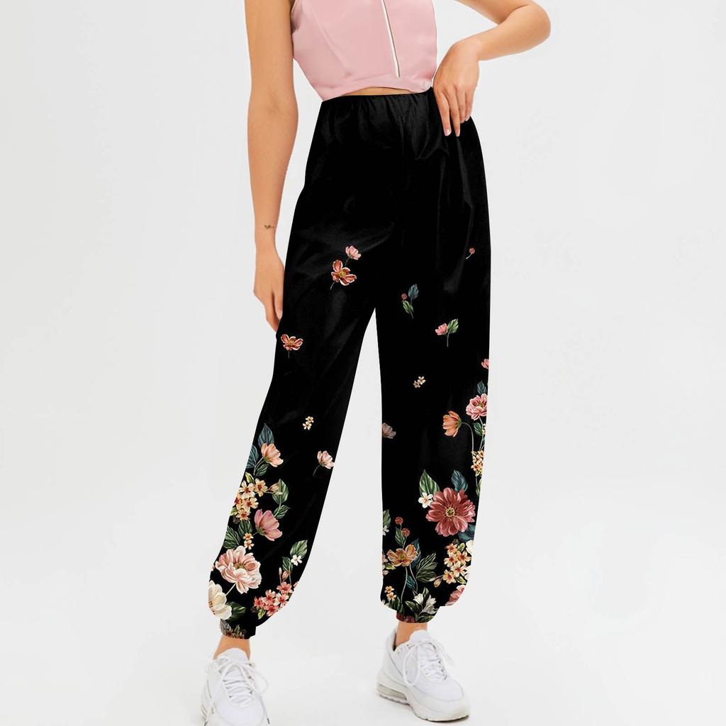 Women's Casual Fashion Print Straight Leg Pants Pants With Pockets