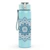 1PC Blue Mandala Pattern 750ml Color Plastic Sports Water Bottle Leakproof Flip Straw Lid Suitable for Sports Office Home Use