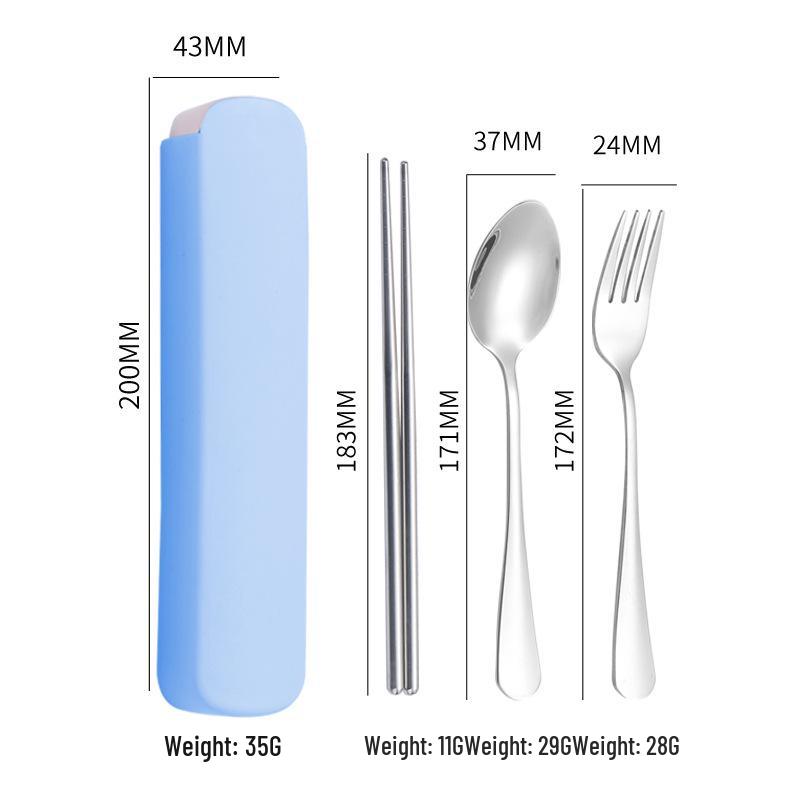 Spersonalizowany Zestaw Sztućców Ze Stali Nierdzewnej na Zewnątrz: Łyżka, Widelec i Pałeczki w Przenośnym Pudełku Prezentowym.