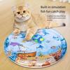 1pcsOcean Themed Interactive Cat Play Mat with Floating Fish Design - Splash Resistant PVC